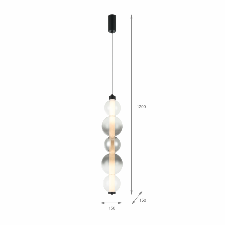 Lampadario LED a sospensione su cavo LUMMI LED/19W/230V nero/fumé