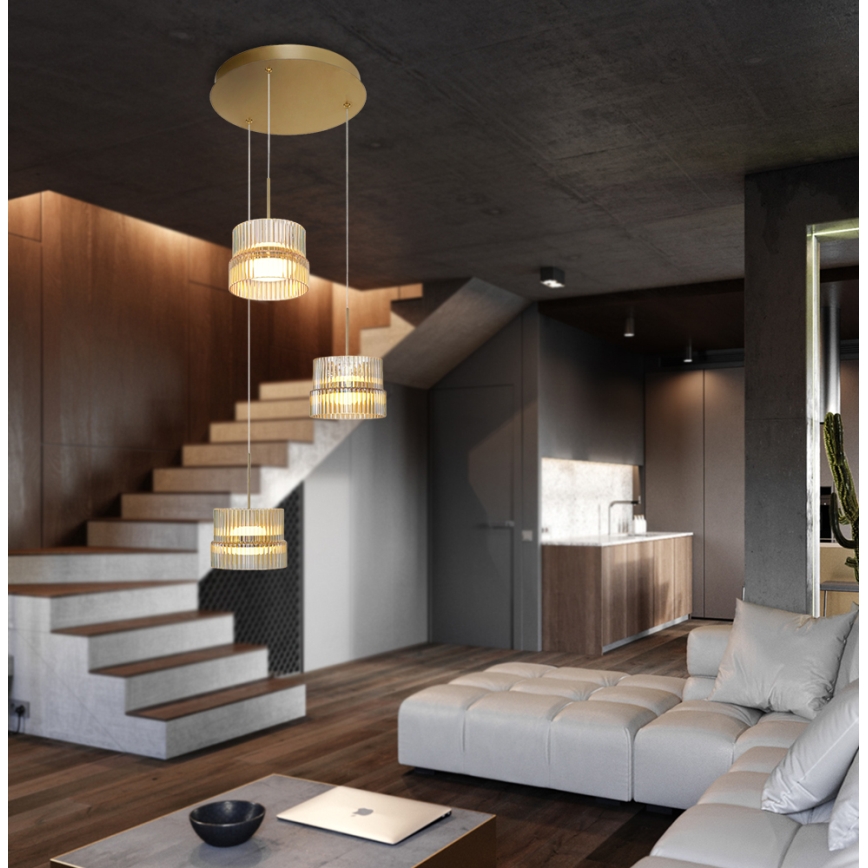 Lampadario LED a sospensione su cavo LUXE LED/34W/230V ottone