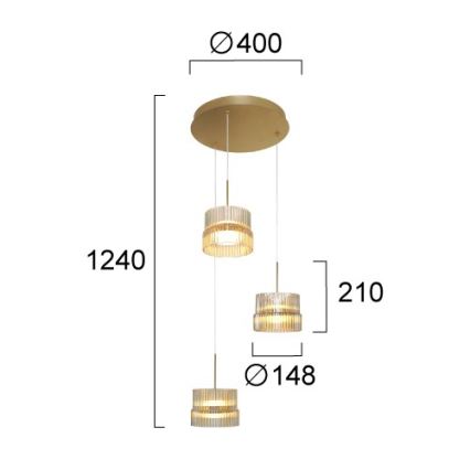 Lampadario LED a sospensione su cavo LUXE LED/34W/230V ottone