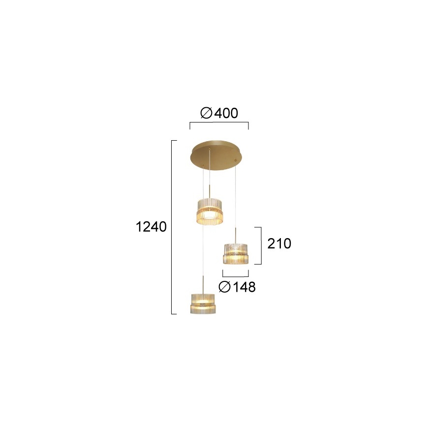 Lampadario LED a sospensione su cavo LUXE LED/34W/230V ottone