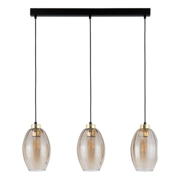 Lampadario LED a sospensione su cavo SEBO 3xE27/15W/230V nero/beige fumoso