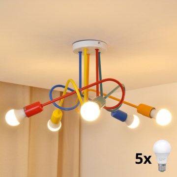 Lampadario LED da soffitto per bambini OXFORD 5xE27/15W/230V