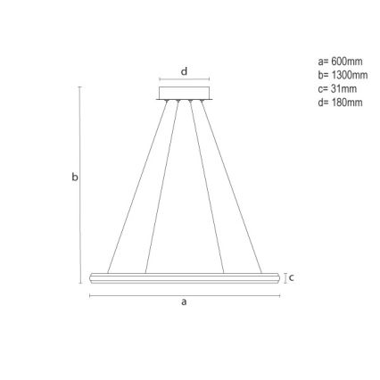 Lampadario dimmerabile a cavo LED 55W/230V 3000-6500K Ø 60 cm + telecomando