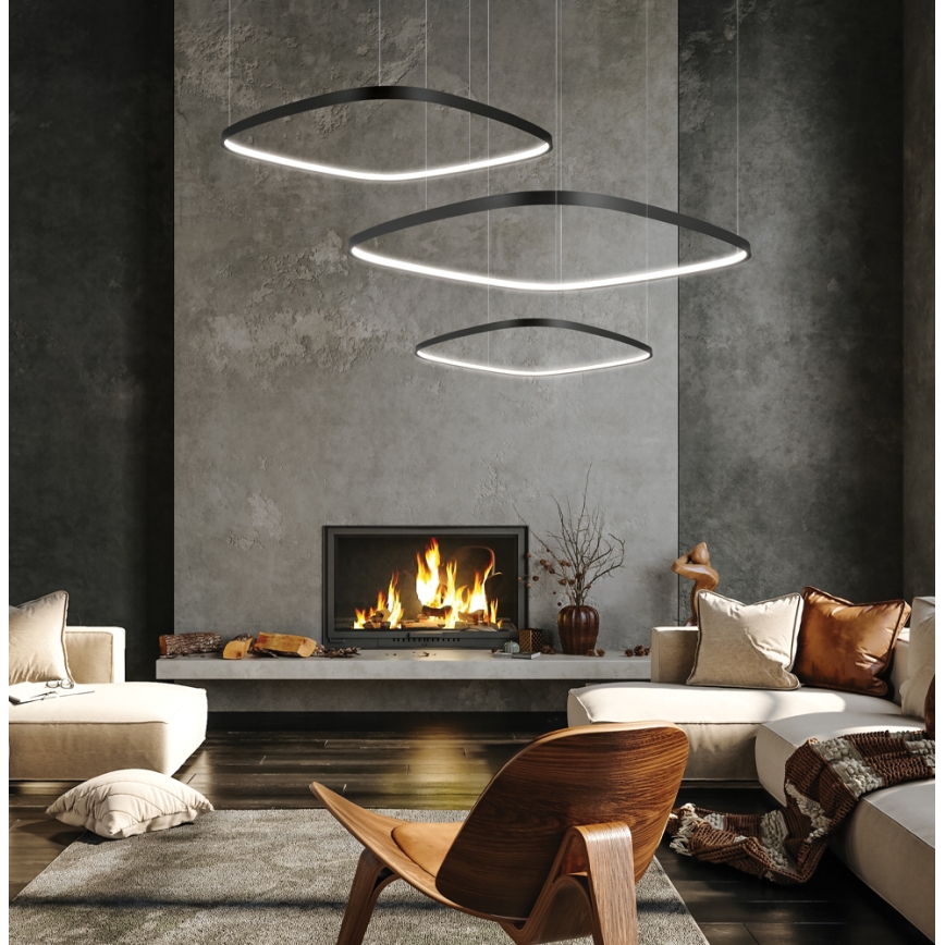 Lampada a sospensione LED dimmerabile su cavo LORENZO LED/70W/230V 3000/4000/6000K nero + telecomando