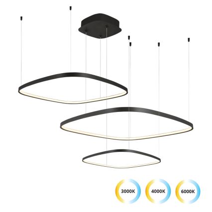 Lampada a sospensione LED dimmerabile su cavo LORENZO LED/70W/230V 3000/4000/6000K nero + telecomando