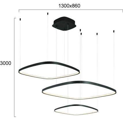 Lampada a sospensione LED dimmerabile su cavo LORENZO LED/70W/230V 3000/4000/6000K nero + telecomando