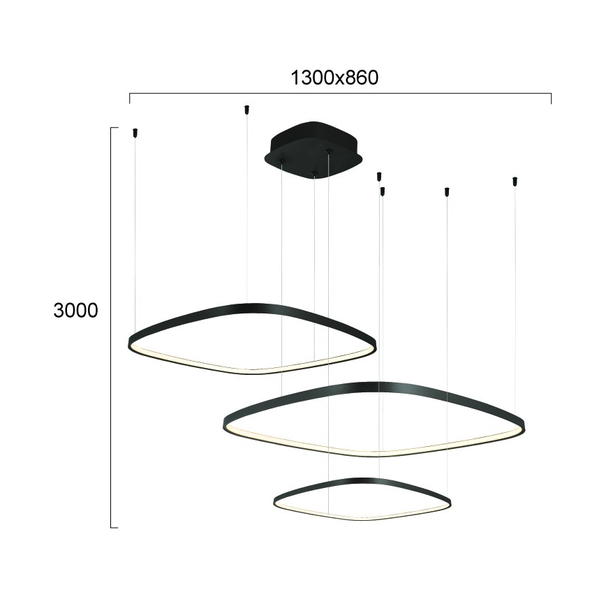 Lampada a sospensione LED dimmerabile su cavo LORENZO LED/70W/230V 3000/4000/6000K nero + telecomando