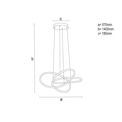 Lampadario a sospensione LED dimmerabile con cavo LED/95W/230V 3000-6500K Ø 57 cm + telecomando