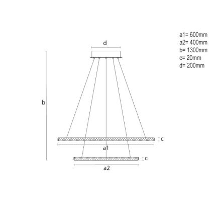 Lampadario LED dimmerabile a sospensione con cavo LED/150W/230V 3000-6500K + telecomando