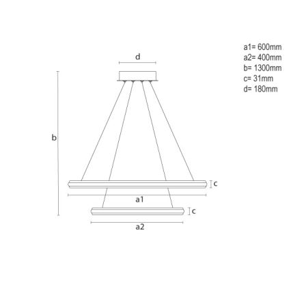 Lampadario LED dimmerabile a sospensione con cavo LED/90W/230V 3000-6500K Ø 60 cm + telecomando