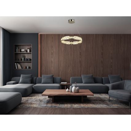 Lampadario a sospensione in cristallo dimmerabile LED ENRIQUE LED/40W//230V 3000-6000K Ø 60 cm + telecomando