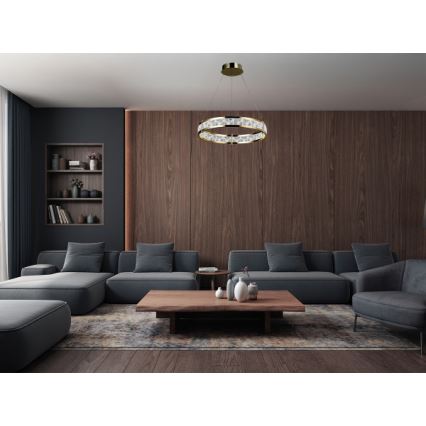 Lampadario a sospensione in cristallo dimmerabile LED ENRIQUE LED/40W//230V 3000-6000K Ø 60 cm + telecomando