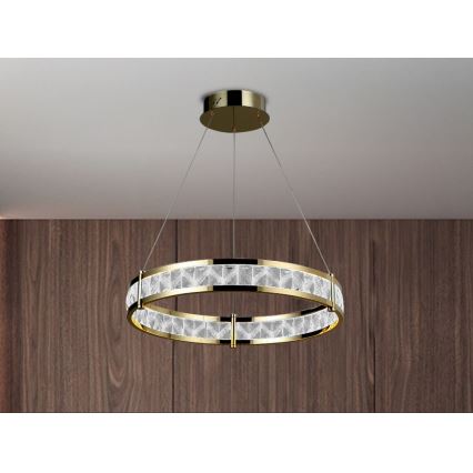 Lampadario a sospensione in cristallo dimmerabile LED ENRIQUE LED/40W//230V 3000-6000K Ø 60 cm + telecomando