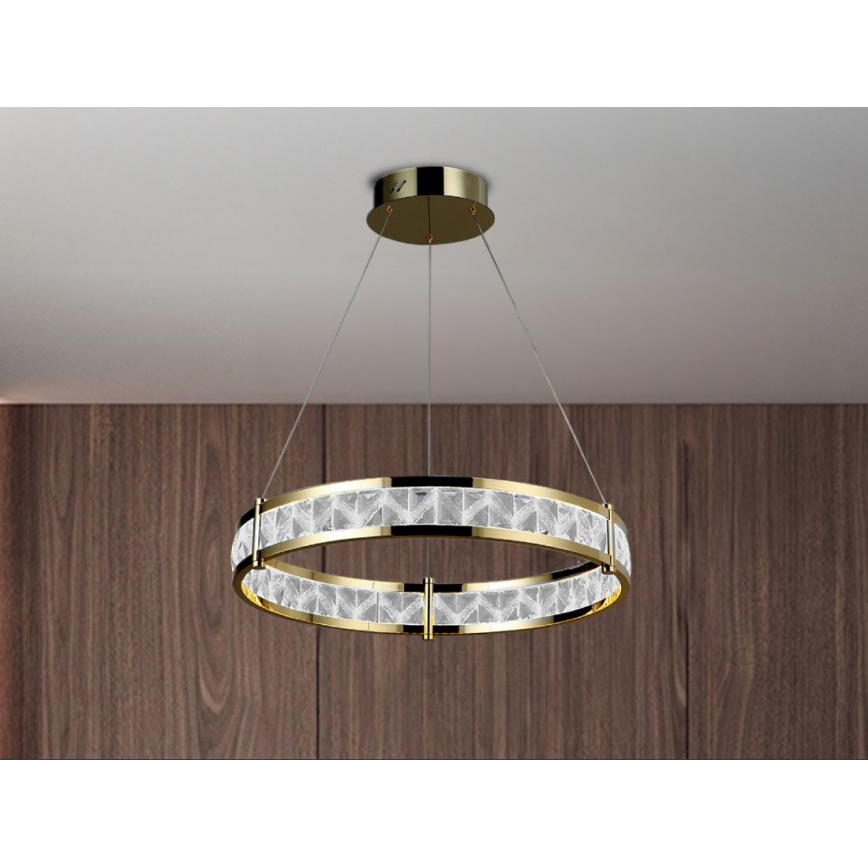 Lampadario a sospensione in cristallo dimmerabile LED ENRIQUE LED/40W//230V 3000-6000K Ø 60 cm + telecomando
