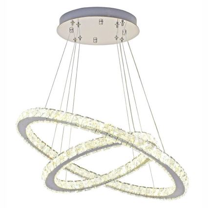 Lampadario a sospensione in cristallo dimmerabile LED su cavo LED/115W/230V 3000-6500K argento + telecomando