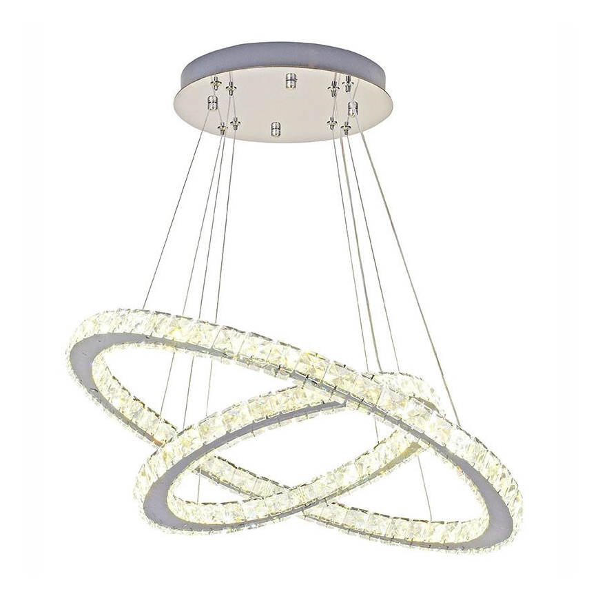 Lampadario a sospensione in cristallo dimmerabile LED su cavo LED/115W/230V 3000-6500K argento + telecomando