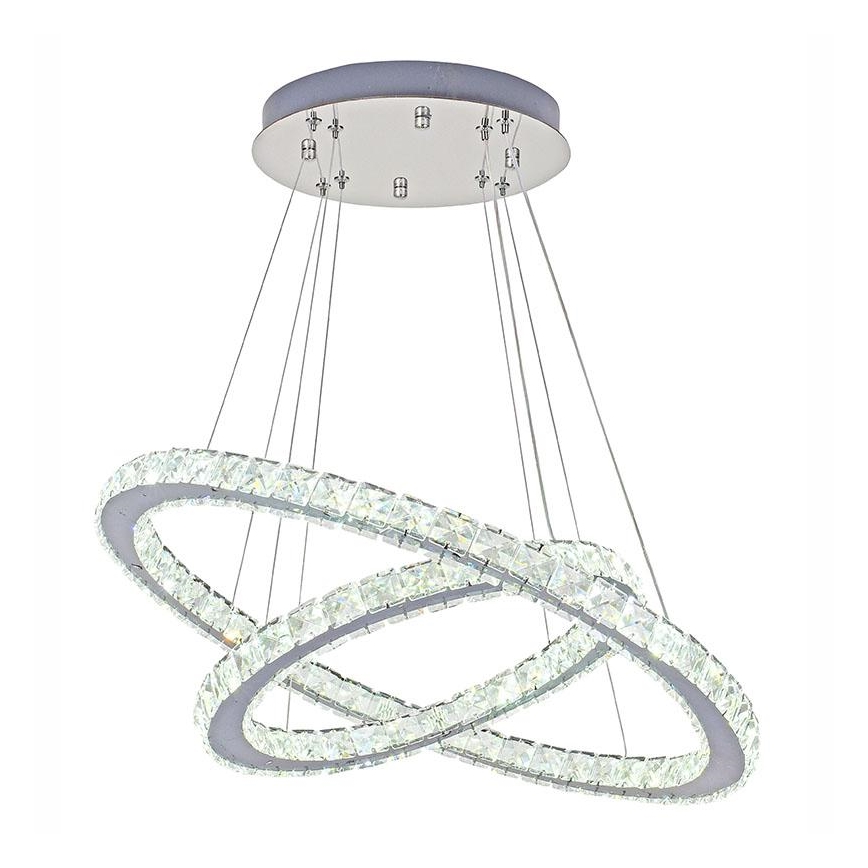 Lampadario a sospensione in cristallo dimmerabile LED su cavo LED/115W/230V 3000-6500K argento + telecomando
