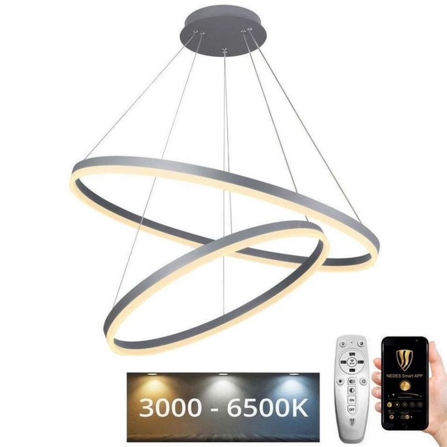 Lampadario A LED 5 Anelli Con Telecomando – 136W, Dimmabile, Altezza Regolabile, Colori Nero, Oro E Marrone, Per Grandi Spazi - 4