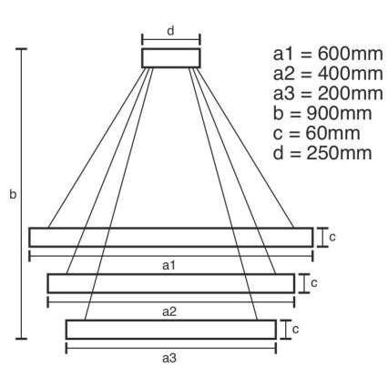 Lampadario LED Dimmerabile su filo  LED/165W/230V 3000-6500K + telecomando