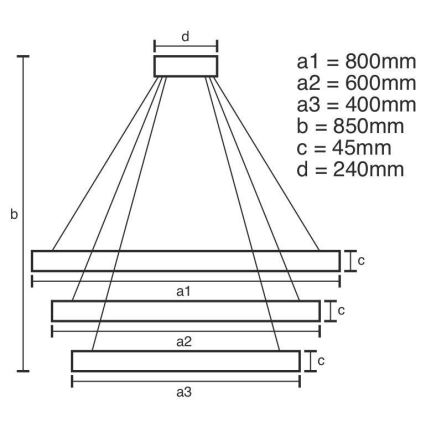 Lampadario LED Dimmerabile su filo LED/220W/230V 3000-6500K + telecomando