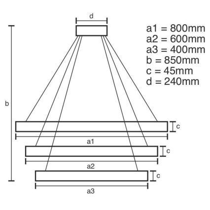 Lampadario LED Dimmerabile su filo LED/220W/230V 3000-6500K + telecomando