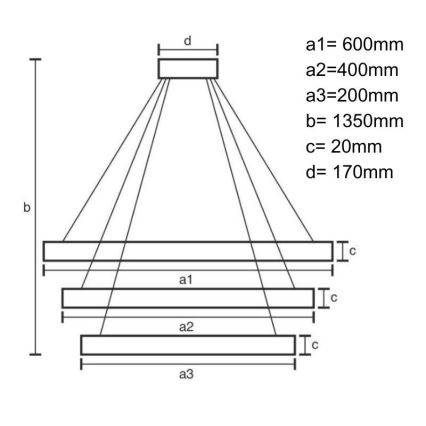 Lampadario LED Dimmerabile su filo LED/90W/230V 3000-6500K + telecomando