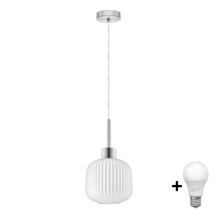 Lampadario LED HARMA 1xE27/60W/230V diametro 20 cm cromo opaco/bianco