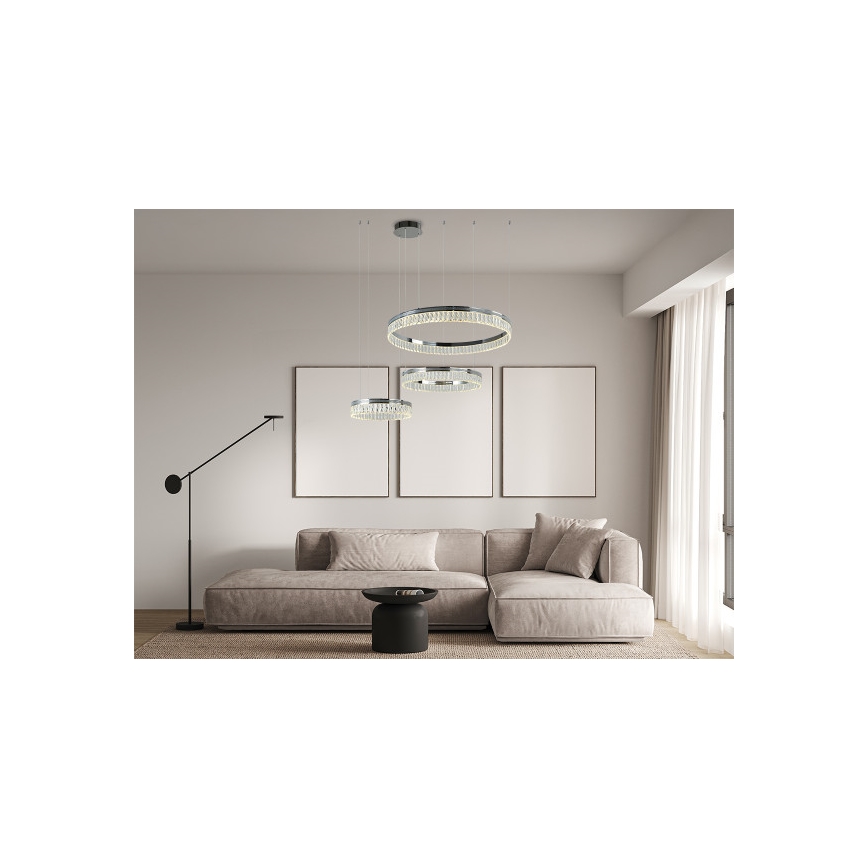 Lampadario a LED dimmerabile in cristallo su cavo THALIA LED/120W/230V 3000-6000K + telecomando