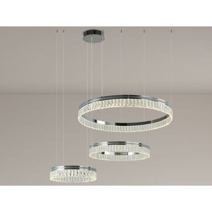 Lampadario a LED dimmerabile in cristallo su cavo THALIA LED/120W/230V 3000-6000K + telecomando