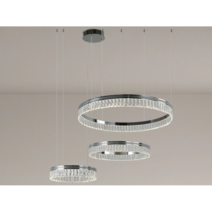 Lampadario a LED dimmerabile in cristallo su cavo THALIA LED/120W/230V 3000-6000K + telecomando