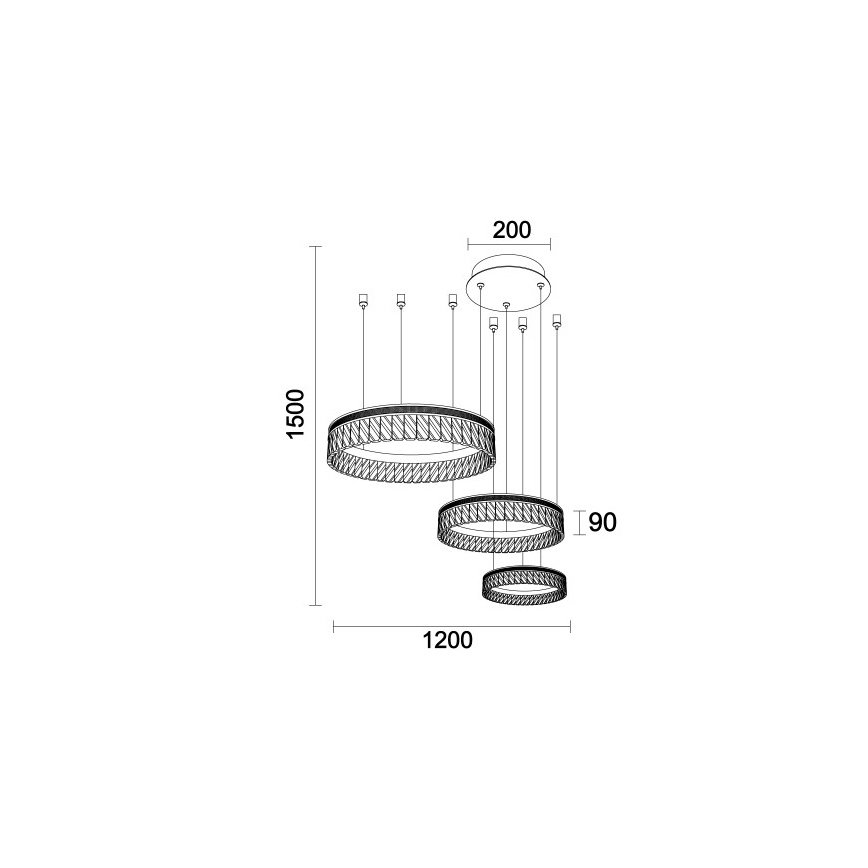 Lampadario a LED dimmerabile in cristallo su cavo THALIA LED/120W/230V 3000-6000K + telecomando