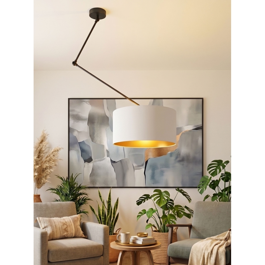 Lampadario LED regolabile a stelo GORTA 1xE27/60W/230V bianco/oro