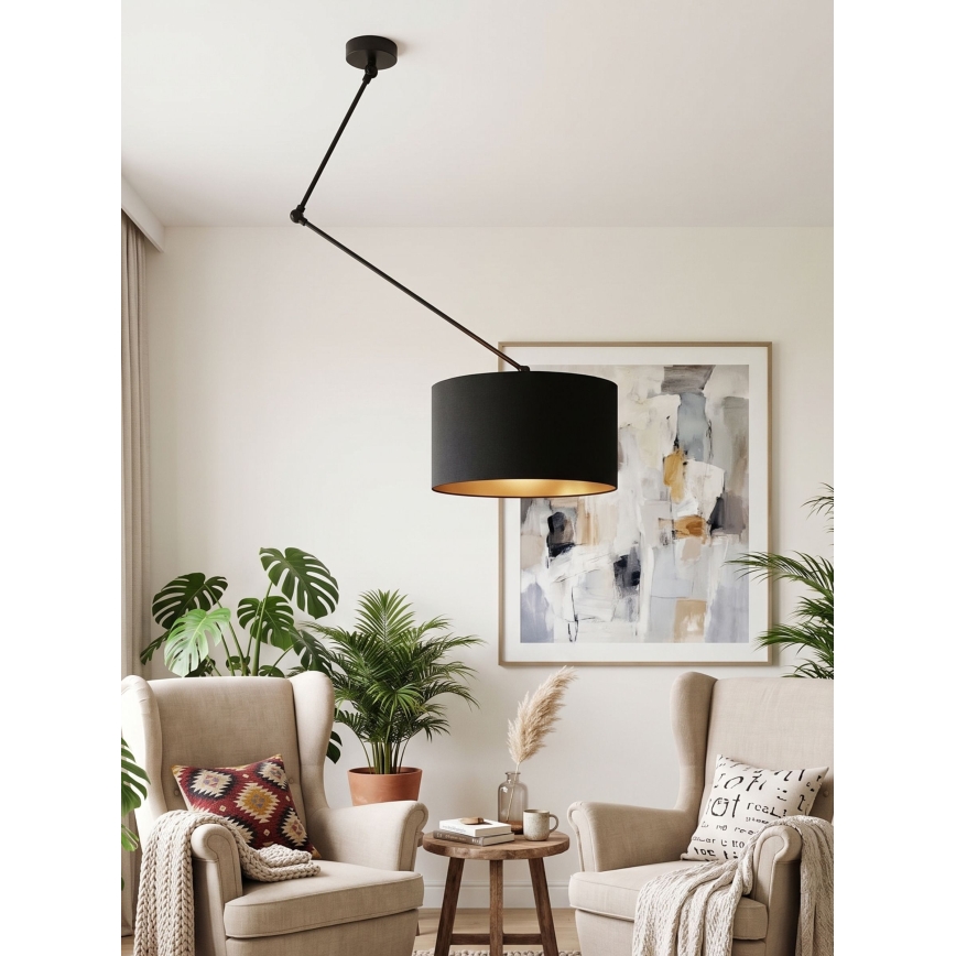 Lampadario LED regolabile con asta GORTA 1xE27/60W/230V nero/oro