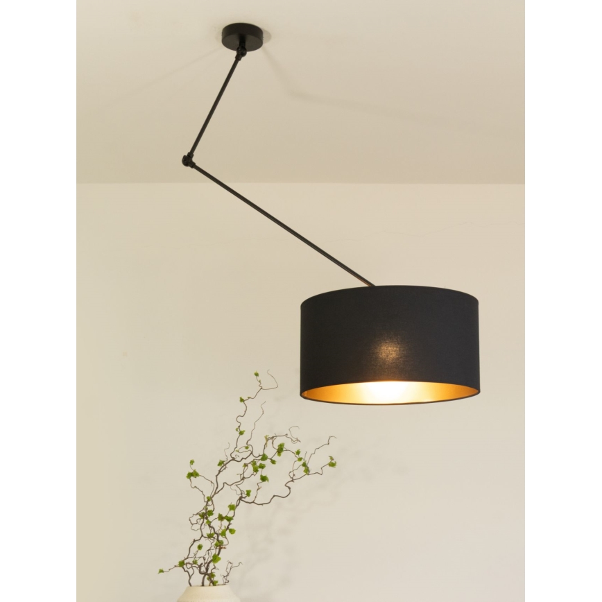 Lampadario LED regolabile con asta GORTA 1xE27/60W/230V nero/oro