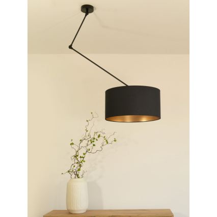 Lampadario LED regolabile con asta GORTA 1xE27/60W/230V nero/oro