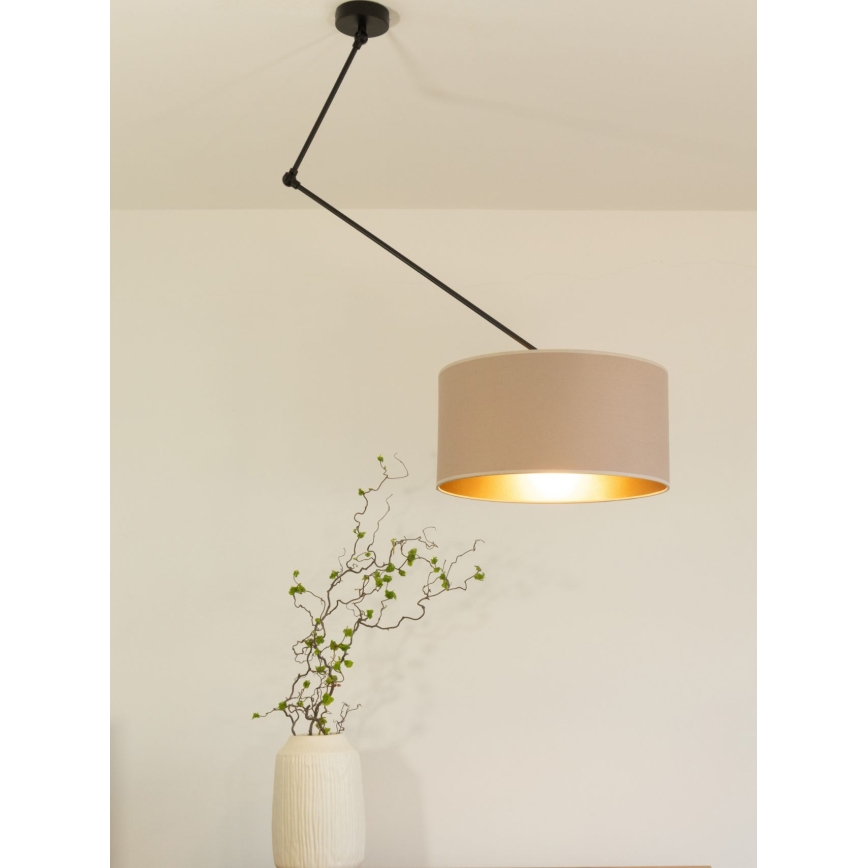 Lampadario LED regolabile su asta GORTA 1xE27/60W/230V beige/oro