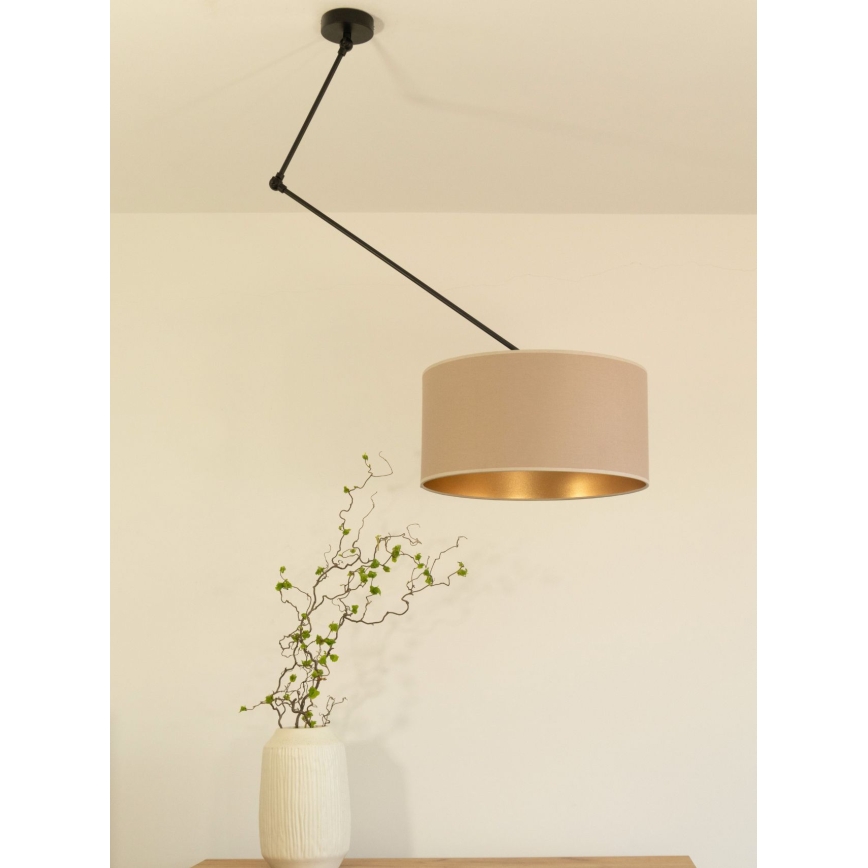Lampadario LED regolabile su asta GORTA 1xE27/60W/230V beige/oro