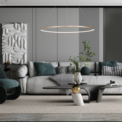Lampadario LED a cavo SATURNO LED/65W/230V diam. 120 cm IP44 oro