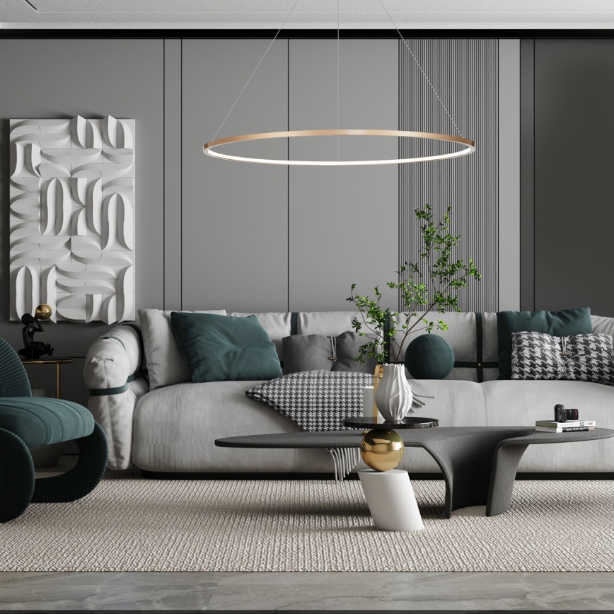 Lampadario LED a cavo SATURNO LED/65W/230V diam. 120 cm IP44 oro