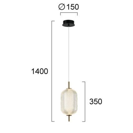 Lampadario LED sospeso a cavo PELLUCID LED/11W/230V oro/trasparente