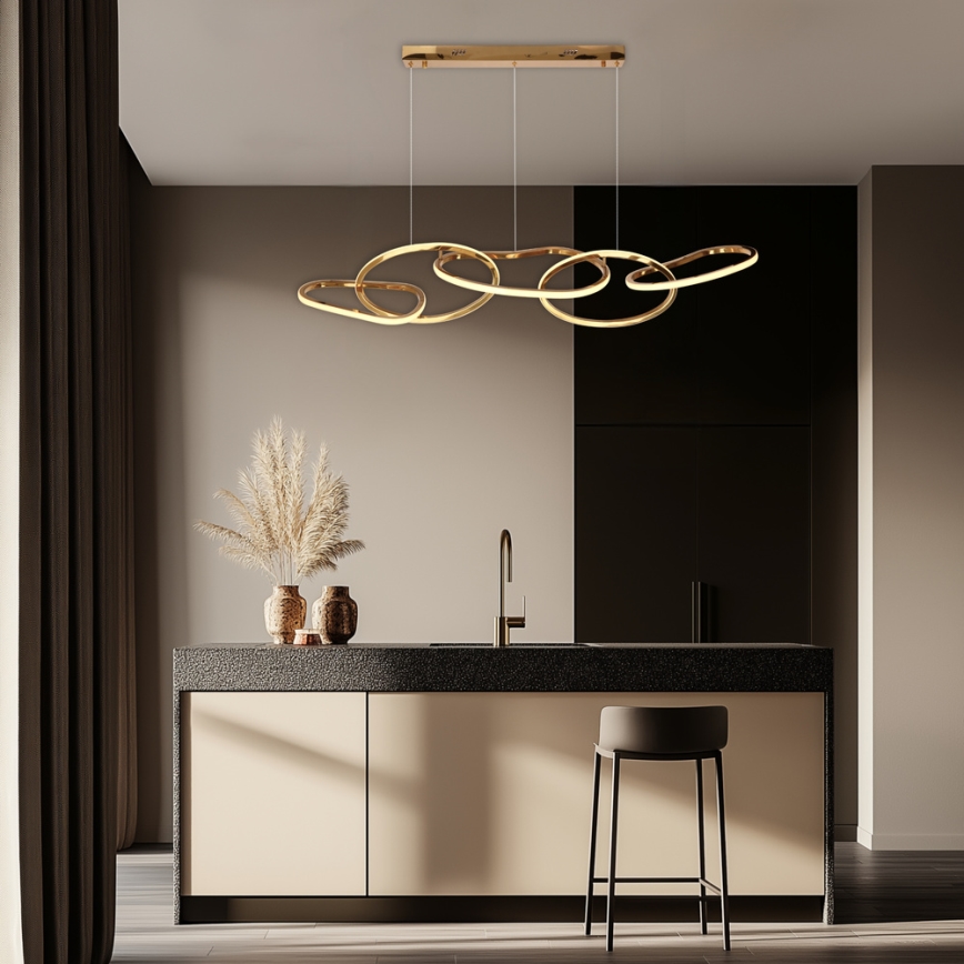 Lampadario LED sospeso con cavo ANNELI LED/45W/230V 125 cm, finitura dorata