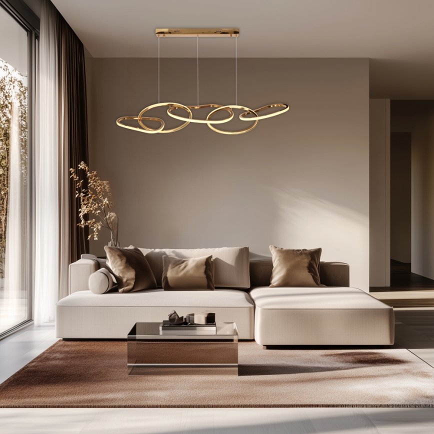 Lampadario LED sospeso con cavo ANNELI LED/45W/230V 125 cm, finitura dorata