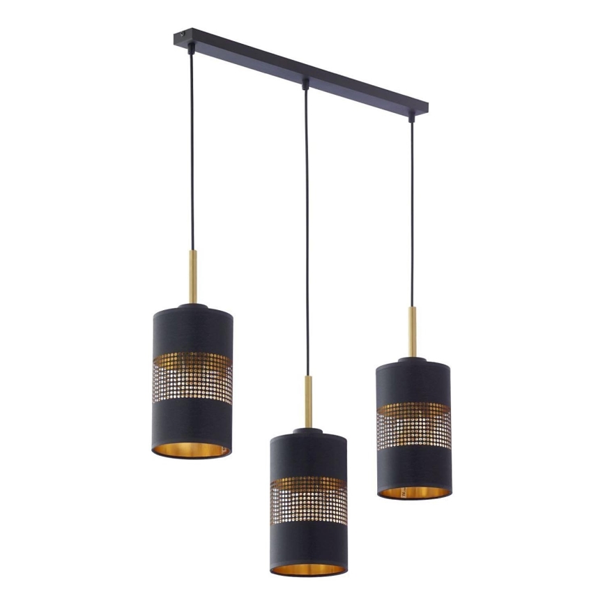 Lampadario LED sospeso con cavo BOGART 3xE27/15W/230V nero/oro