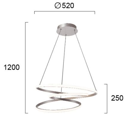 Lampadario LED sospeso con cavo CORT LED/40W/230V argento