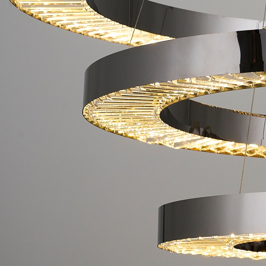 Lampadario LED sospeso con cavo JESI/99W/230V/3000K Ø 100 cm argento