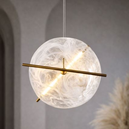 Lampadario LED sospeso con cavo RELAX LED/15W/230V oro/bianco