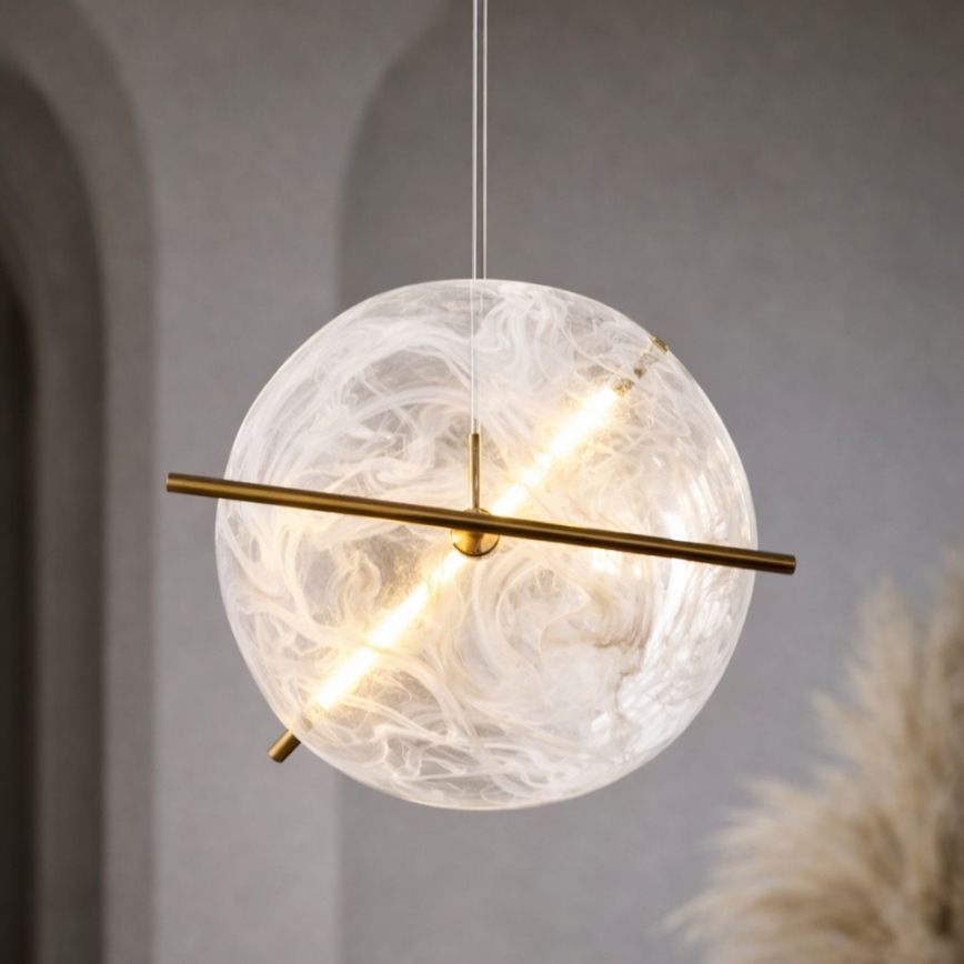 Lampadario LED sospeso con cavo RELAX LED/15W/230V oro/bianco