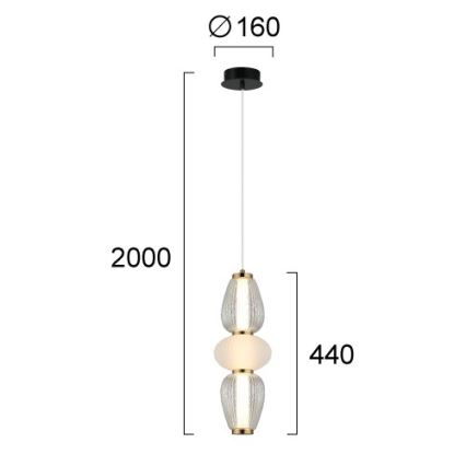 Lampadario LED sospeso con cavo SHINY LED/17W/230V bianco/oro