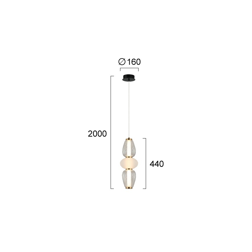 Lampadario LED sospeso con cavo SHINY LED/17W/230V bianco/oro