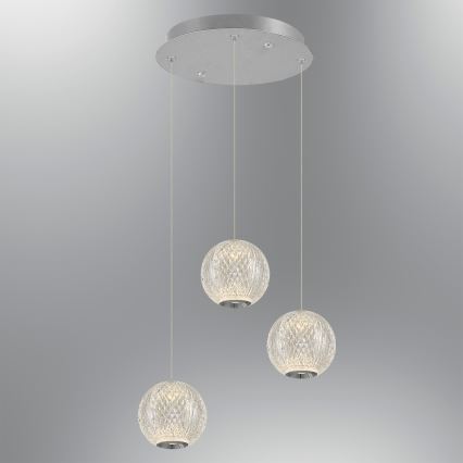 Lampadario LED sospeso CREMONA 3xLED/5W/230V 3000K cromo opaco